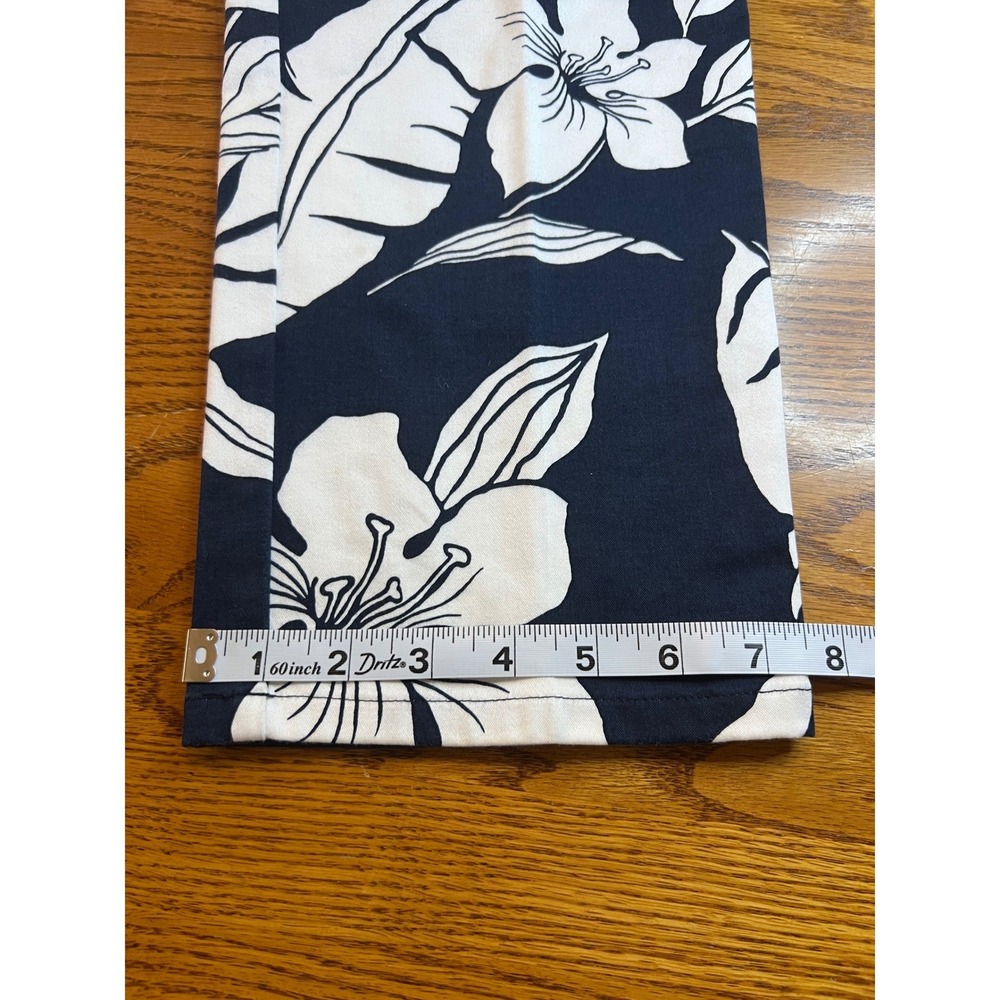 Lauren Ralph Lauren Womens Navy Blue White‎ Tropical Floral Straight Leg Pants 8 - Picture 8 of 11